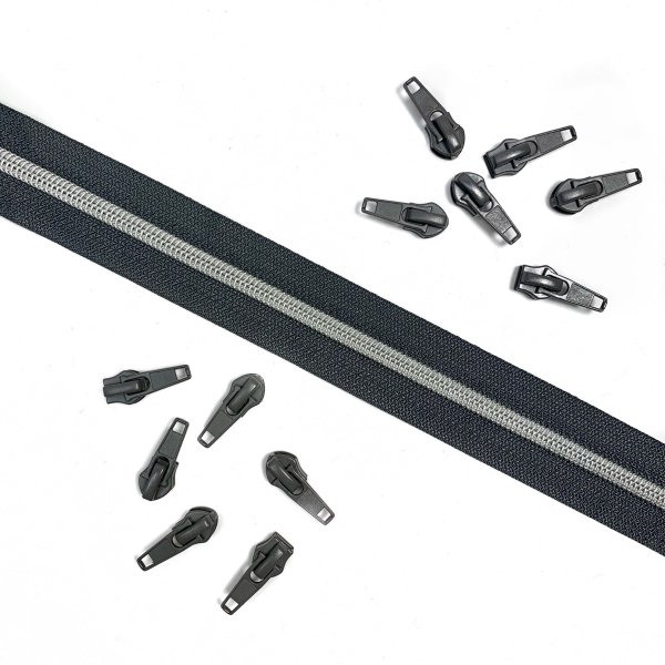 Reißverschluss - anthrazit/silber metallisiert - 3m