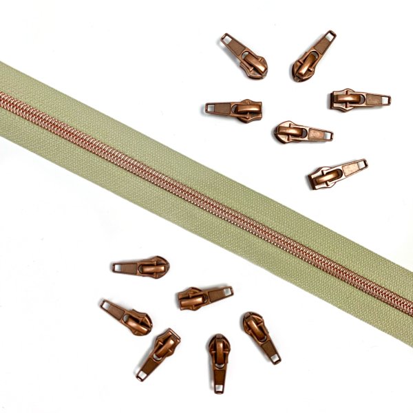 Reißverschluss - beige/kupfer metallisiert - 3m