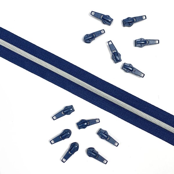 Reißverschluss - marine/silber metallisiert - 3m