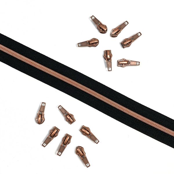 Reißverschluss - schwarz/kupfer metallisiert - 3m