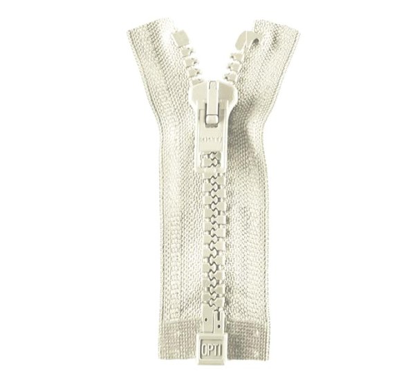 Reißverschluss - teilbar - 60cm - weiß - Opti Werra