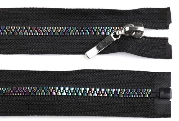 Reißverschluss Regenbogen - 50 cm teilbar - schwarz