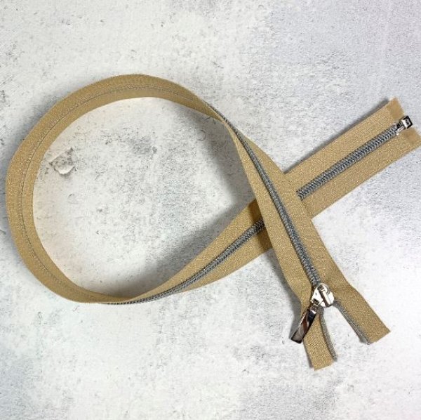 Reißverschluss - teilbar - 80 cm - beige/silbergrau metallisiert