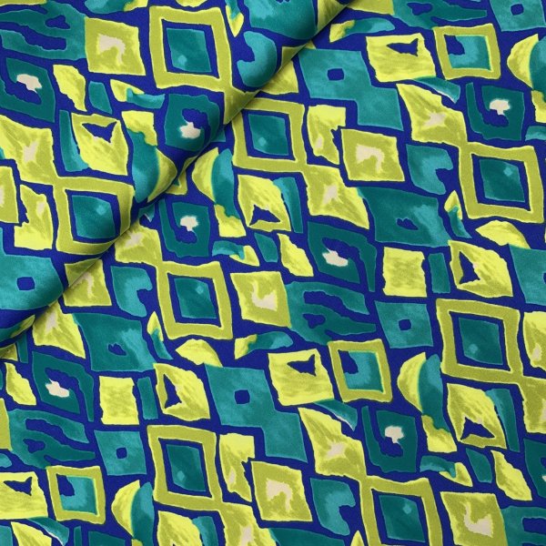Viskosesatin - matt - Retro Mosaik - royal