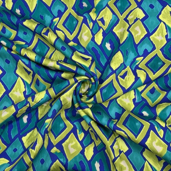 Viskosesatin - matt - Retro Mosaik - royal