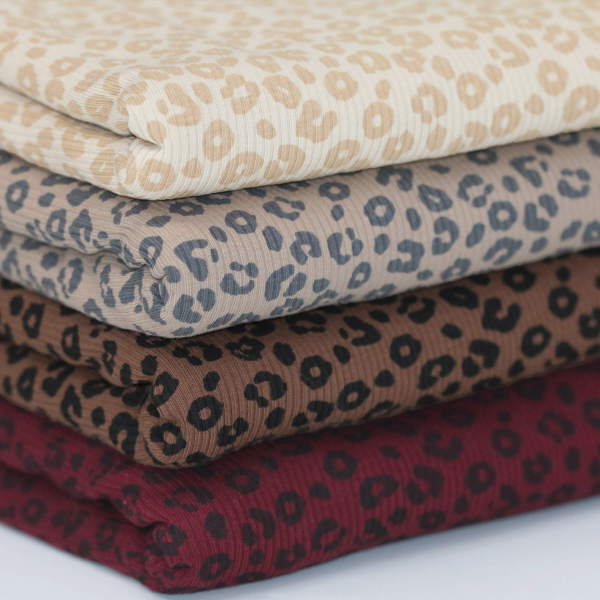 RESTSTÜCK 1,40m !!! - Ripp Jersey - Leopard - braun