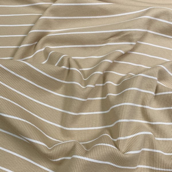 Rib Jersey - Streifen - beige/weiß