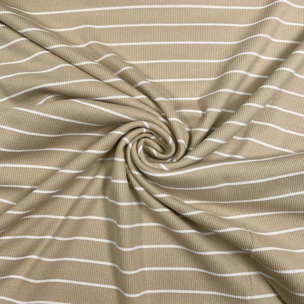 Rib Jersey - Streifen - beige/weiß