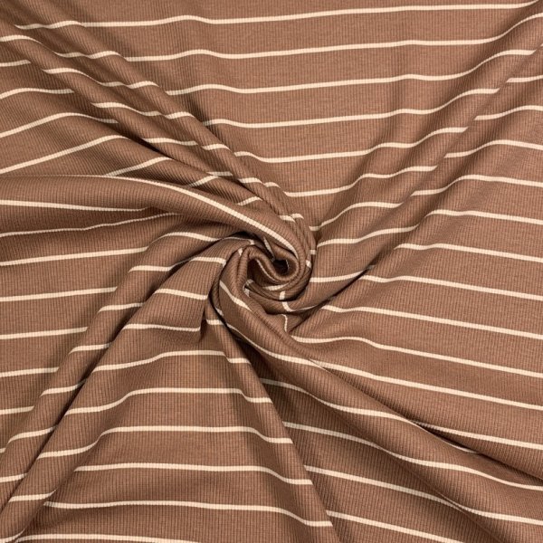Rib Jersey - Streifen - braun/beige