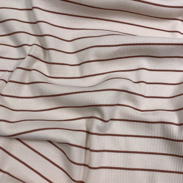 Rib Jersey - Streifen - ecru/braun