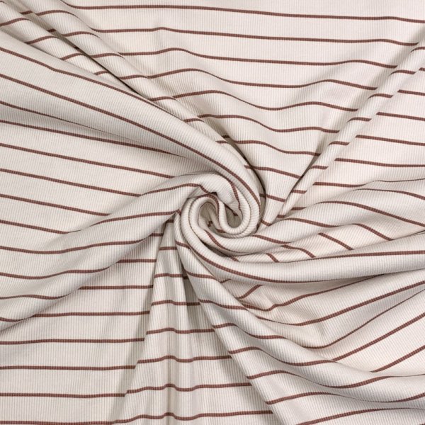 Rib Jersey - Streifen - ecru/braun