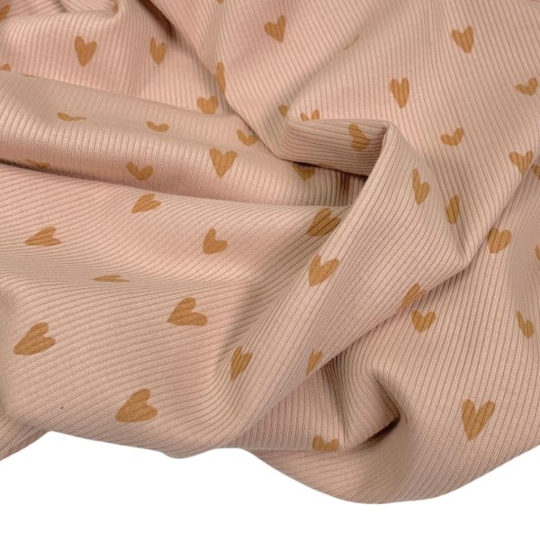 Ripp Jersey - Herzen - Two Tone - nude rose