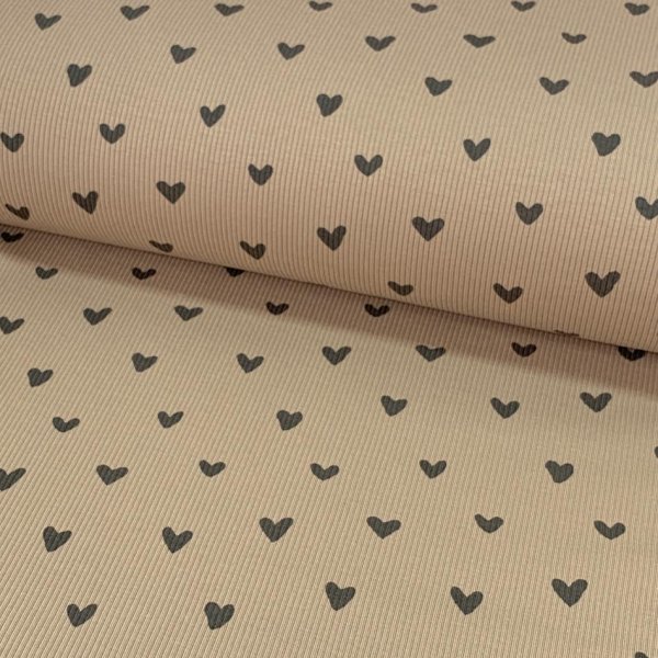 Ripp Jersey - Herzen - beige