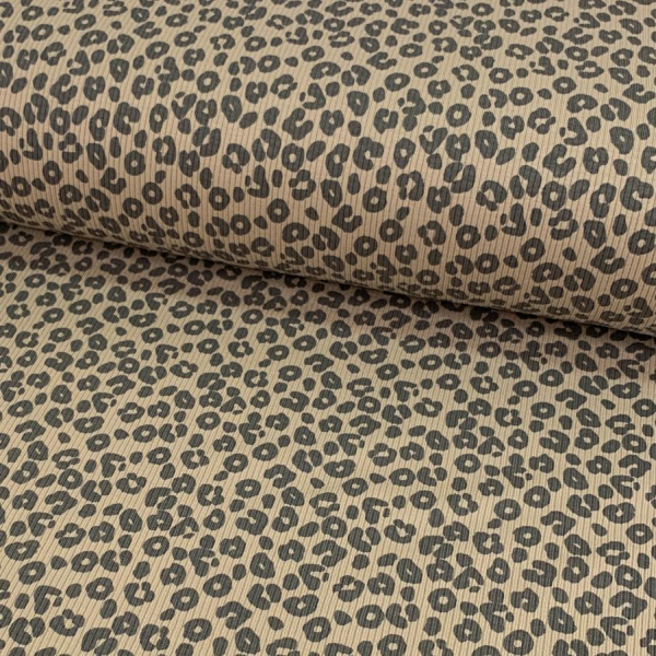 RESTSTÜCK 0,60m !!! - Ripp Jersey - Leopard - beige