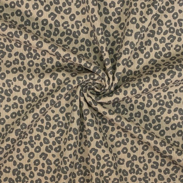 RESTSTÜCK 0,60m !!! - Ripp Jersey - Leopard - beige