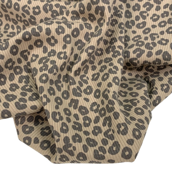 RESTSTÜCK 0,60m !!! - Ripp Jersey - Leopard - beige