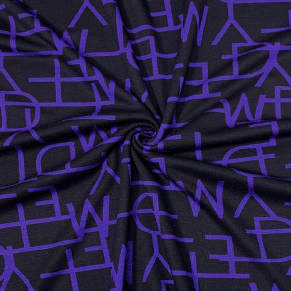RESTSTÜCK 1,40m !!! - Romanit Jersey - Buchstaben - purple