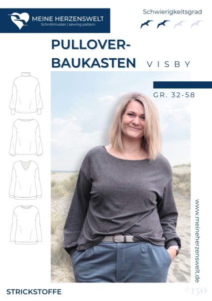 Papierschnittmuster - meine Visby - Pullover Baukasten - Damen - Herzenswelt
