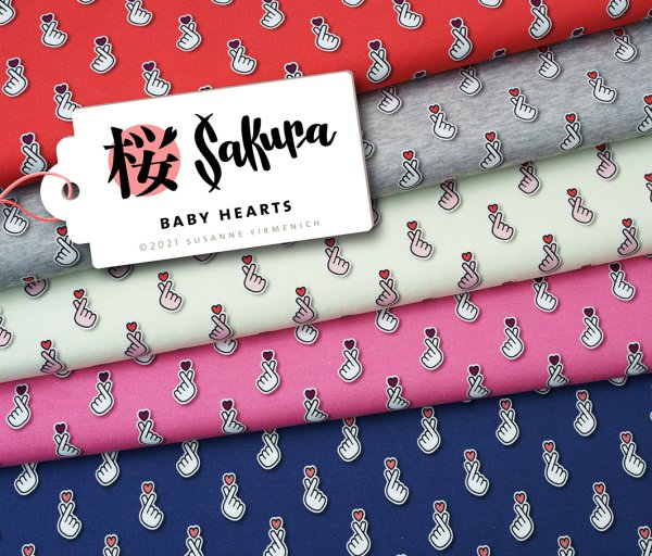 Bio Jersey - Baby Hearts - Col. 01 - flamme - Sakura - Hamburger Liebe - Albstoffe