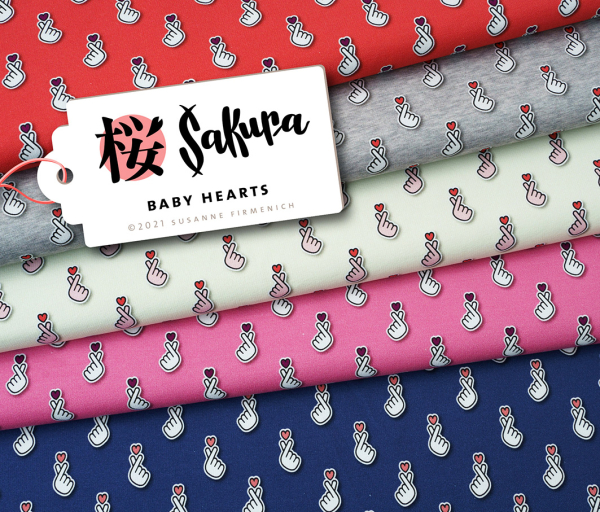 RESTSTÜCK 0,50m !!! - Bio Jersey - Baby Hearts - Col. 03 - meringa - Sakura - Hamburger Liebe - Albstoffe