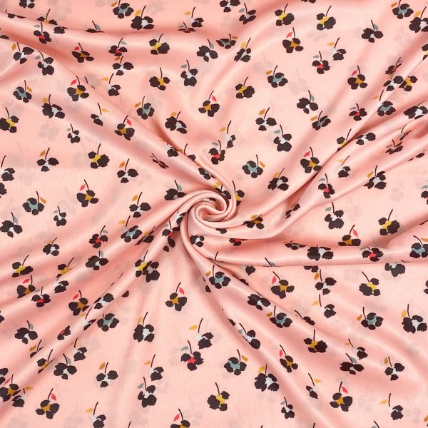 Satin Stretch - Blumendruck - rosa