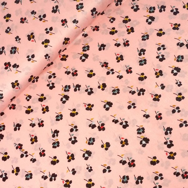 Satin Stretch - Blumendruck - rosa