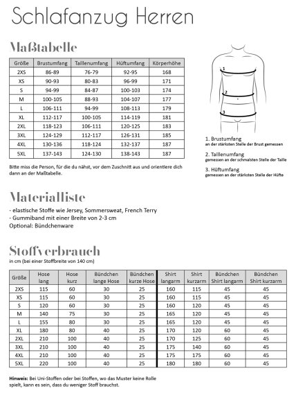 Papierschnittmuster - Schlafanzug - Kinder - Fadenkäfer