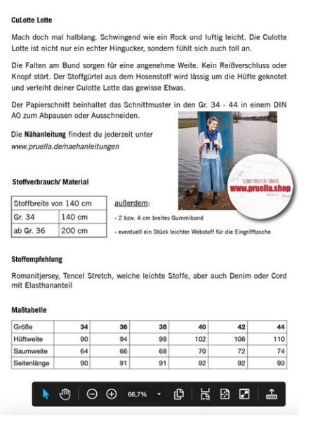 Papierschnittmuster - Culotte Lotte - Damen - Prülla