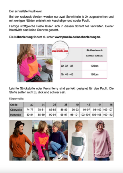 Papierschnittmuster - Puulli - Damen - Prülla