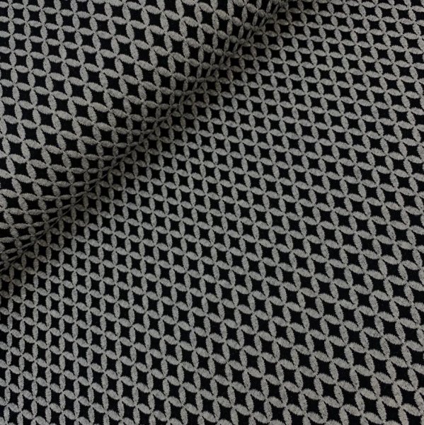 RESTSTÜCK 60cm !!! - Bio Jacquard Jersey - 3D Shippou Knit - mittelgrau mélange/schwarz - Sakura - Hamburger Liebe - Albstoffe