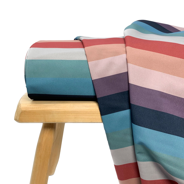 RESTSTÜCK 0,70m !!! - Softshell - Stripes - navy green nude
