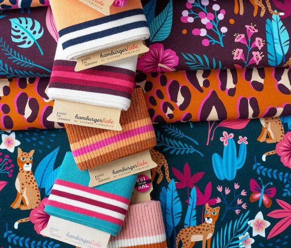 RESTSTÜCK 1,20m !!! - Bio Sweat - In the Jungle - Col.2 - Sparkle - Hamburger Liebe - Albstoffe