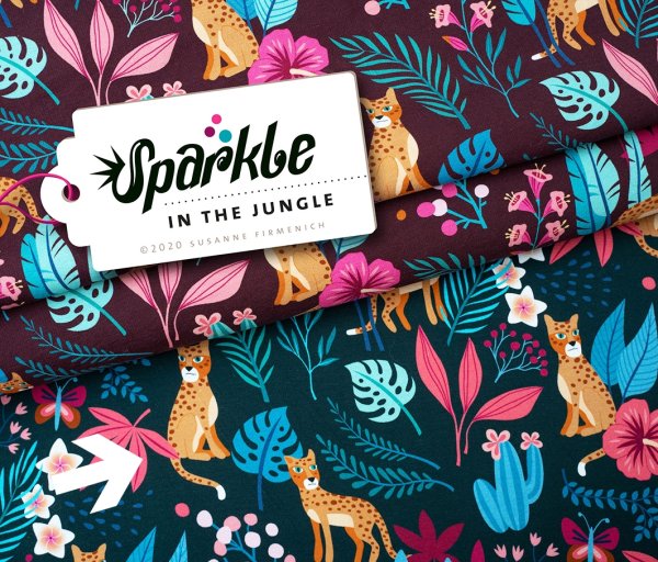 RESTSTÜCK 1,20m !!! - Bio Sweat - In the Jungle - Col.2 - Sparkle - Hamburger Liebe - Albstoffe