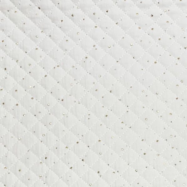 RESTSTÜCK 90cm !!! - Musselin Stepper - Raute klein - Punkte gold - offwhite