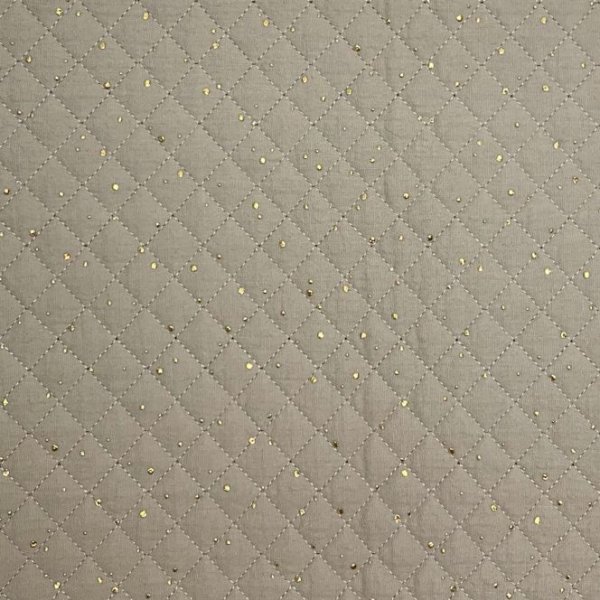 RESTSTÜCK 90cm !!! - Musselin Stepper - Raute klein - Punkte gold - taupe