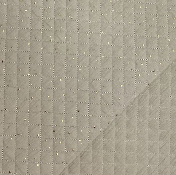 RESTSTÜCK 90cm !!! - Musselin Stepper - Raute klein - Punkte gold - taupe