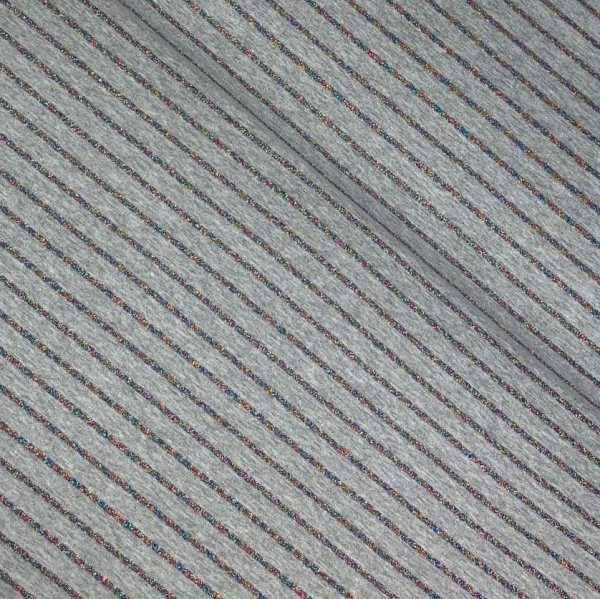 Jersey - Streifen - Glitzer - grau
