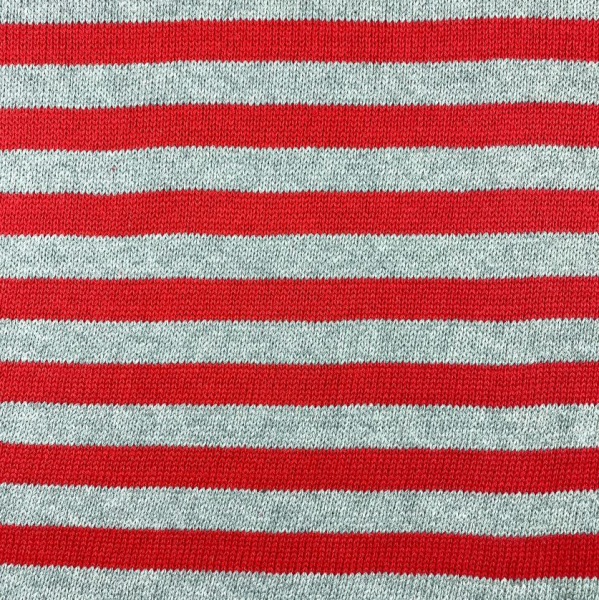 Strickstoff - Streifen - Baumwolle - rot/grau