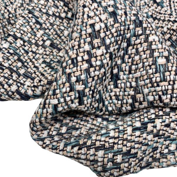 RESTSTÜCK 1,70cm !!! - Struktur Jacquard Mantelstoff - Kenzie - marine/petrol