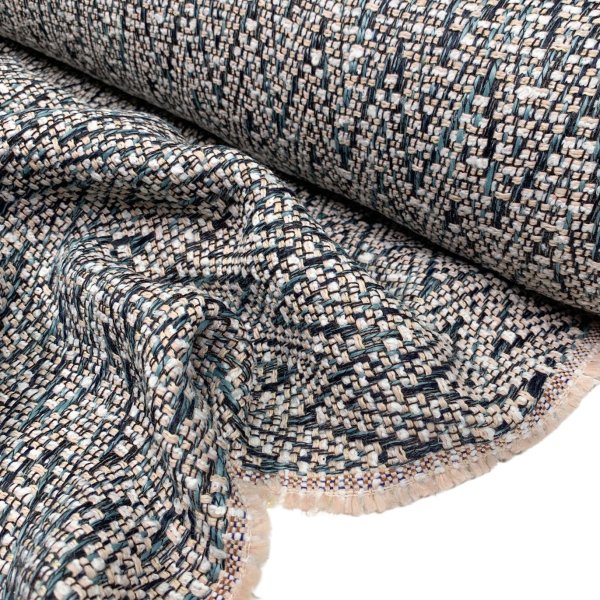 RESTSTÜCK 1,50cm !!! - Struktur Jacquard Mantelstoff - Kenzie - marine/petrol