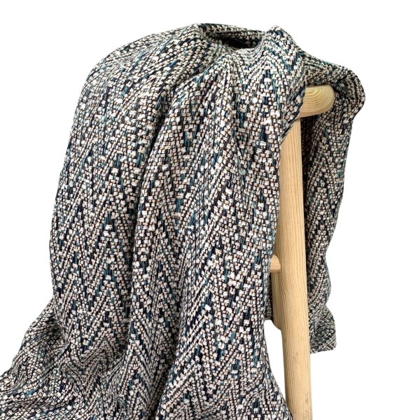 RESTSTÜCK 1,70cm !!! - Struktur Jacquard Mantelstoff - Kenzie - marine/petrol