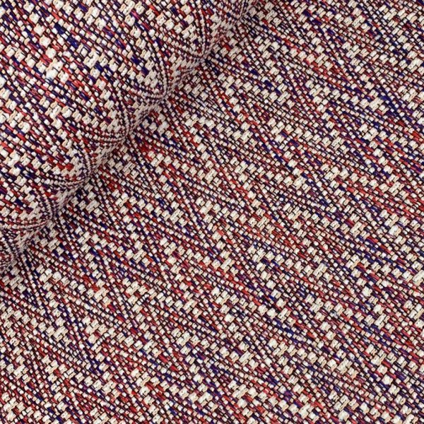 Struktur Jacquard Mantelstoff - Kenzie - blau/rot
