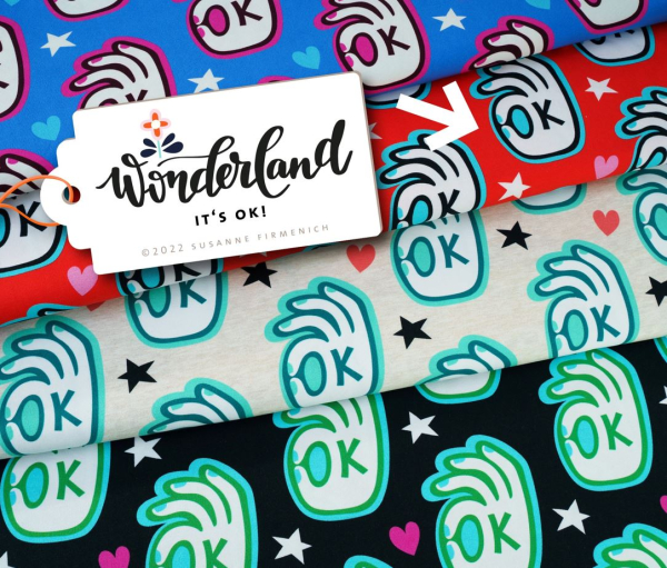 RESTSTÜCK 1,60m !!! - Bio Sweat - It´s ok - Col. 02 - rot - Wonderland - Hamburger Liebe - Albstoffe