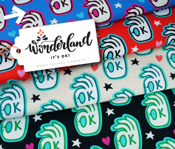 RESTSTÜCK 1,60m !!! - Bio Sweat - It´s ok - Col. 01 - blau - Wonderland - Hamburger Liebe - Albstoffe