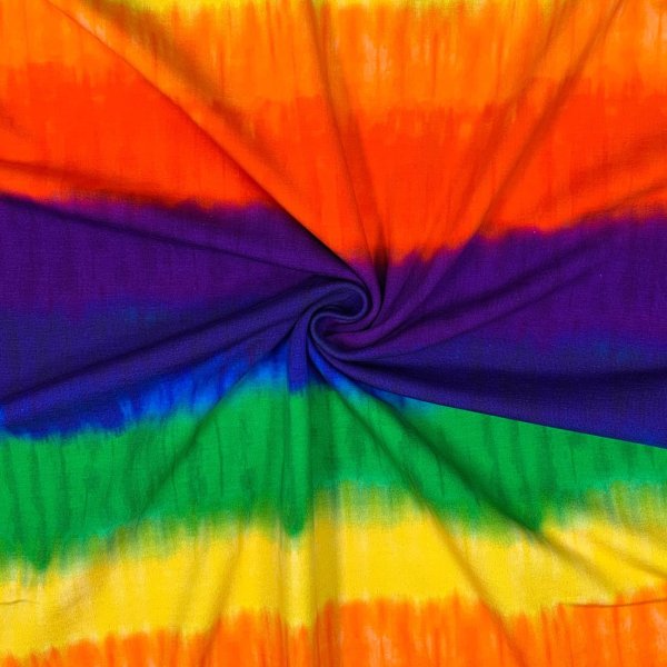 RESTSTÜCK 2,10m !!! - French Terry - Tie & Dye - Big Stripes - Rainbow