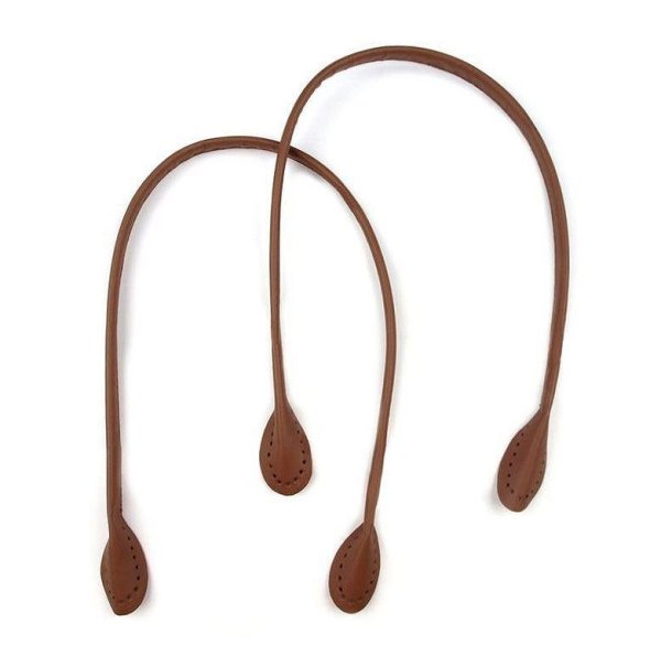Taschengriffe aus Kunstleder- cognac braun - 2er Set