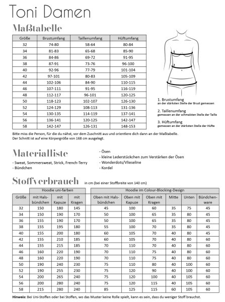 Papierschnittmuster - Hoodie Toni - Damen - Fadenkäfer