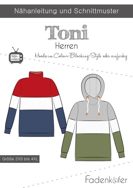 Papierschnittmuster - Hoodie Toni - Herren - Fadenkäfer