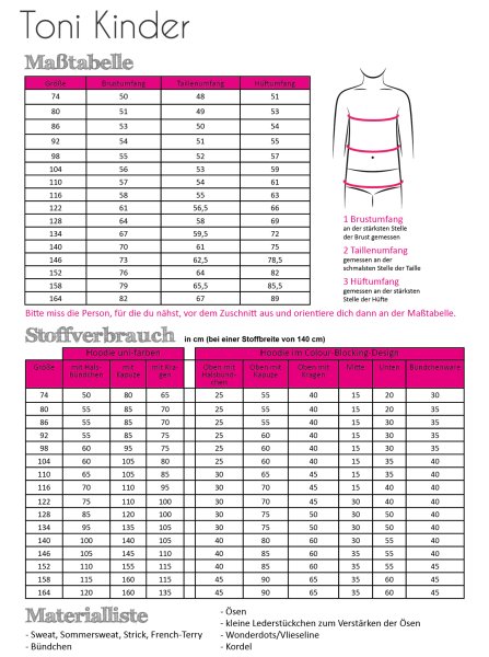 Papierschnittmuster - Hoodie Toni  - Kinder - Fadenkäfer