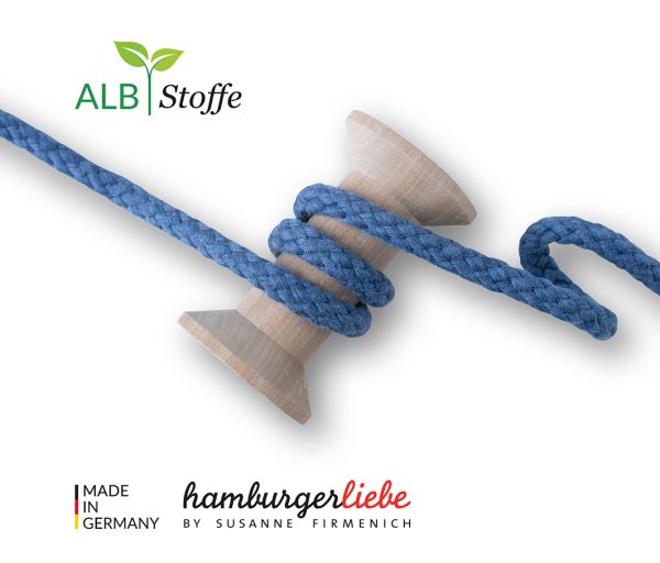 Bio Rundkordel - Twist Me - Big - 1,2 cm - A33 jeans-melange - Albstoffe - Hamburger Liebe